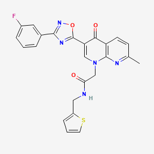 molecular formula C24H18FN5O3S B2552098 2-(3-(3-(3-氟苯基)-1,2,4-恶二唑-5-基)-7-甲基-4-氧代-1,8-萘啶-1(4H)-基)-N-(噻吩-2-基甲基)乙酰胺 CAS No. 1029770-32-8