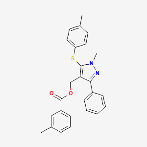 molecular formula C26H24N2O2S B2552109 {1-メチル-5-[(4-メチルフェニル)スルファニル]-3-フェニル-1H-ピラゾール-4-イル}メチル 3-メチルベンゼンカルボキシレート CAS No. 318247-63-1