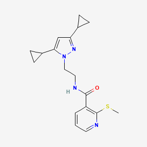 molecular formula C18H22N4OS B2552112 N-(2-(3,5-二环丙基-1H-吡唑-1-基)乙基)-2-(甲硫基)烟酰胺 CAS No. 2320380-18-3