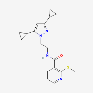 molecular formula C18H22N4OS B2552112 N-(2-(3,5-dicyclopropyl-1H-pyrazol-1-yl)ethyl)-2-(methylthio)nicotinamide CAS No. 2320380-18-3