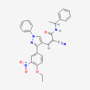 (Z)-2-Cyano-3-[3-(4-ethoxy-3-nitrophenyl)-1-phenylpyrazol-4-yl]-N-(1-phenylethyl)prop-2-enamide