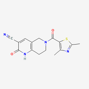 molecular formula C15H14N4O2S B2552142 6-(2,4-二甲基噻唑-5-羰基)-2-氧代-1,2,5,6,7,8-六氢-1,6-萘啶-3-腈 CAS No. 2034356-85-7