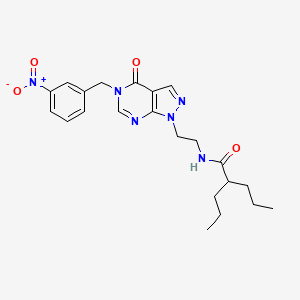 molecular formula C22H28N6O4 B2552144 N-(2-(5-(3-硝基苄基)-4-氧代-4,5-二氢-1H-吡唑并[3,4-d]嘧啶-1-基)乙基)-2-丙基戊酰胺 CAS No. 922138-26-9