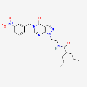 molecular formula C22H28N6O4 B2552144 N-(2-(5-(3-Nitrobenzyl)-4-oxo-4,5-dihydro-1H-pyrazolo[3,4-d]pyrimidin-1-yl)ethyl)-2-propylpentanamid CAS No. 922138-26-9