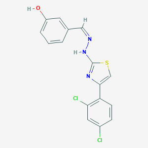 molecular formula C16H11Cl2N3OS B255215 3-[(Z)-[[4-(2,4-dichlorophenyl)-1,3-thiazol-2-yl]hydrazinylidene]methyl]phenol 