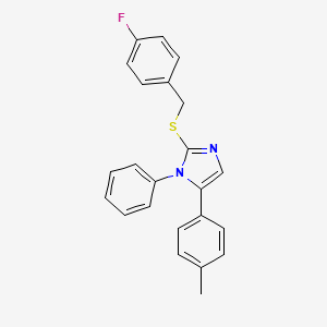 molecular formula C23H19FN2S B2552151 2-((4-fluorobenzyl)thio)-1-phenyl-5-(p-tolyl)-1H-imidazole CAS No. 1206993-49-8