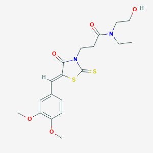 molecular formula C19H24N2O5S2 B255216 3-[(5Z)-5-(3,4-dimethoxybenzylidene)-4-oxo-2-thioxo-1,3-thiazolidin-3-yl]-N-ethyl-N-(2-hydroxyethyl)propanamide 