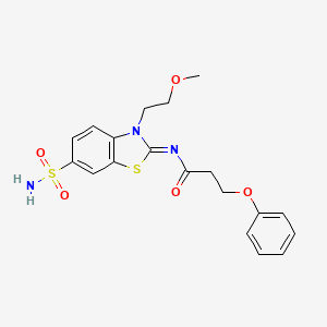 molecular formula C19H21N3O5S2 B2552160 (Z)-N-(3-(2-methoxyethyl)-6-sulfamoylbenzo[d]thiazol-2(3H)-ylidene)-3-phenoxypropanamide CAS No. 865160-08-3