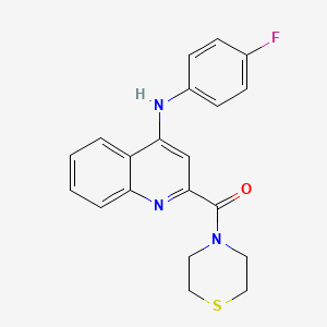 molecular formula C20H18FN3OS B2552164 （4-((4-氟苯基)氨基)喹啉-2-基)(硫代吗啉)甲酮 CAS No. 1226433-46-0