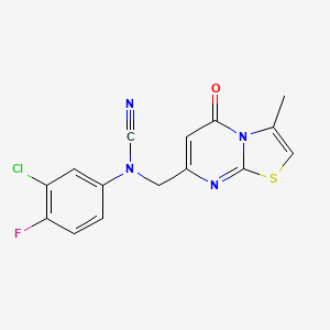 molecular formula C15H10ClFN4OS B2552165 7-{[(3-chloro-4-fluorophenyl)(cyano)amino]methyl}-3-methyl-5H-[1,3]thiazolo[3,2-a]pyrimidin-5-one CAS No. 1355820-07-3