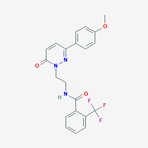 molecular formula C21H18F3N3O3 B2552167 N-(2-(3-(4-甲氧基苯基)-6-氧代吡啶-1(6H)-基)乙基)-2-(三氟甲基)苯甲酰胺 CAS No. 923150-32-7