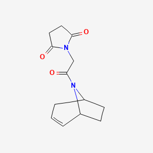 molecular formula C13H16N2O3 B2552169 1-(2-((1R,5S)-8-azabicyclo[3.2.1]oct-2-en-8-yl)-2-oxoethyl)pyrrolidine-2,5-dione CAS No. 1704637-77-3