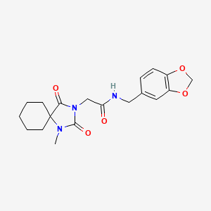 molecular formula C19H23N3O5 B2552179 N-[(2H-1,3-benzodioxol-5-yl)methyl]-2-{1-methyl-2,4-dioxo-1,3-diazaspiro[4.5]decan-3-yl}acetamide CAS No. 879415-33-5