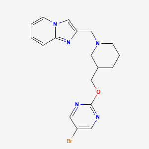 molecular formula C18H20BrN5O B2552185 2-[[3-[(5-Bromopyrimidin-2-yl)oxymethyl]piperidin-1-yl]methyl]imidazo[1,2-a]pyridine CAS No. 2380043-31-0