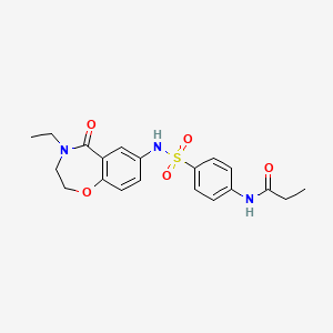 molecular formula C20H23N3O5S B2552189 N-(4-(N-(4-乙基-5-氧代-2,3,4,5-四氢苯并[f][1,4]噁杂戊环-7-基)磺酰胺)苯基)丙酰胺 CAS No. 922062-60-0