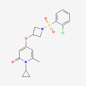 molecular formula C18H19ClN2O4S B2552196 4-((1-((2-chlorophenyl)sulfonyl)azetidin-3-yl)oxy)-1-cyclopropyl-6-methylpyridin-2(1H)-one CAS No. 2034238-96-3