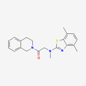 molecular formula C21H23N3OS B2552210 1-(3,4-二氢异喹啉-2(1H)-基)-2-((4,7-二甲基苯并[d]噻唑-2-基)(甲基)氨基)乙酮 CAS No. 1396889-60-3