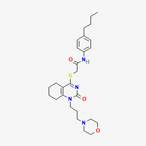 molecular formula C27H38N4O3S B2552211 N-(4-butylphenyl)-2-((1-(3-morpholinopropyl)-2-oxo-1,2,5,6,7,8-hexahydroquinazolin-4-yl)thio)acetamide CAS No. 899950-81-3