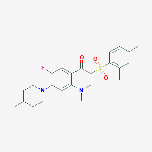 3-((2,4-dimethylphenyl)sulfonyl)-6-fluoro-1-methyl-7-(4-methylpiperidin-1-yl)quinolin-4(1H)-one