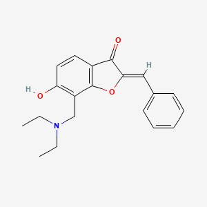 molecular formula C20H21NO3 B2552223 7-[(Diethylamino)methyl]-6-hydroxy-2-(phenylmethylene)benzo[b]furan-3-one CAS No. 1613190-16-1