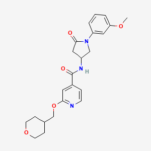 molecular formula C23H27N3O5 B2552239 N-(1-(3-methoxyphenyl)-5-oxopyrrolidin-3-yl)-2-((tetrahydro-2H-pyran-4-yl)methoxy)isonicotinamide CAS No. 2034365-90-5