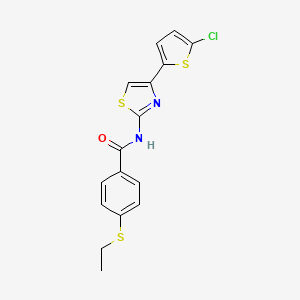 molecular formula C16H13ClN2OS3 B2552241 N-(4-(5-氯噻吩-2-基)噻唑-2-基)-4-(乙硫基)苯甲酰胺 CAS No. 922823-30-1