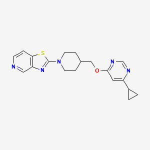 molecular formula C19H21N5OS B2552244 2-(4-(((6-Cyclopropylpyrimidin-4-yl)oxy)methyl)piperidin-1-yl)thiazolo[4,5-c]pyridine CAS No. 2319784-74-0
