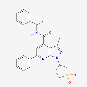 1-(1,1-dioxidotetrahydrothiophen-3-yl)-3-methyl-6-phenyl-N-(1-phenylethyl)-1H-pyrazolo[3,4-b]pyridine-4-carboxamide