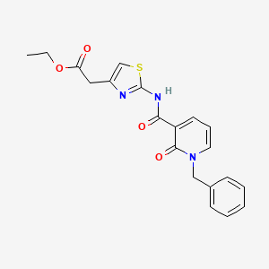 molecular formula C20H19N3O4S B2552257 Ethyl 2-(2-(1-benzyl-2-oxo-1,2-dihydropyridine-3-carboxamido)thiazol-4-yl)acetate CAS No. 933251-91-3