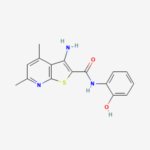 molecular formula C16H15N3O2S B2552273 3-Amino-N-(2-Hydroxyphenyl)-4,6-dimethylthieno[2,3-b]pyridine-2-carboxamid CAS No. 773152-31-1