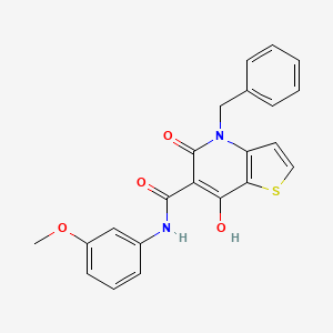 molecular formula C22H18N2O4S B2552281 4-benzyl-7-hydroxy-N-(3-methoxyphenyl)-5-oxo-4,5-dihydrothieno[3,2-b]pyridine-6-carboxamide CAS No. 1351777-09-7