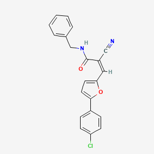 molecular formula C21H15ClN2O2 B2552284 (Z)-N-Benzyl-3-[5-(4-chlorophenyl)furan-2-yl]-2-cyanoprop-2-enamide CAS No. 306312-51-6