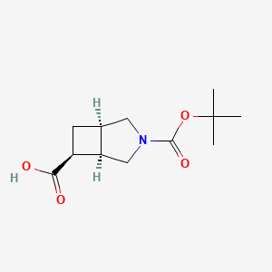 molecular formula C12H19NO4 B2552289 (1R,5R,6S)-3-[(2-Methylpropan-2-yl)oxycarbonyl]-3-azabicyclo[3.2.0]heptane-6-carboxylic acid CAS No. 2375248-82-9