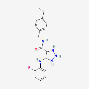 molecular formula C18H18FN5O B2552295 N-[(4-乙基苯基)甲基]-5-[(2-氟苯基)氨基]-1H-1,2,3-三唑-4-甲酰胺 CAS No. 1291845-90-3