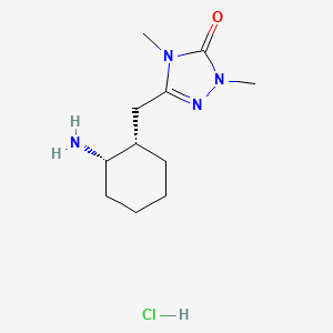 molecular formula C11H21ClN4O B2552296 5-[[(1S,2S)-2-Aminocyclohexyl]methyl]-2,4-dimethyl-1,2,4-triazol-3-one;hydrochloride CAS No. 2137761-28-3