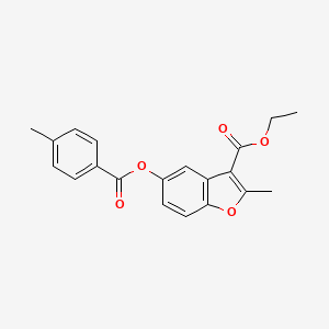 molecular formula C20H18O5 B2552303 Ethyl 2-methyl-5-((4-methylbenzoyl)oxy)benzofuran-3-carboxylate CAS No. 315237-49-1