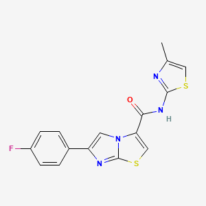 molecular formula C16H11FN4OS2 B2552304 6-(4-fluorophenyl)-N-(4-methylthiazol-2-yl)imidazo[2,1-b]thiazole-3-carboxamide CAS No. 1049446-63-0