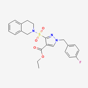 molecular formula C22H22FN3O4S B2552309 ethyl 3-((3,4-dihydroisoquinolin-2(1H)-yl)sulfonyl)-1-(4-fluorobenzyl)-1H-pyrazole-4-carboxylate CAS No. 1251602-24-0