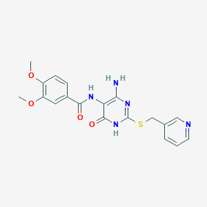 N-(4-amino-6-oxo-2-((pyridin-3-ylmethyl)thio)-1,6-dihydropyrimidin-5-yl)-3,4-dimethoxybenzamide