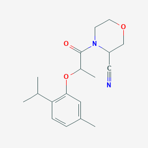 molecular formula C18H24N2O3 B2552330 4-[2-(5-Methyl-2-propan-2-ylphenoxy)propanoyl]morpholine-3-carbonitrile CAS No. 2249404-91-7