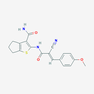 molecular formula C19H17N3O3S B255234 2-{[2-cyano-3-(4-methoxyphenyl)acryloyl]amino}-5,6-dihydro-4H-cyclopenta[b]thiophene-3-carboxamide 
