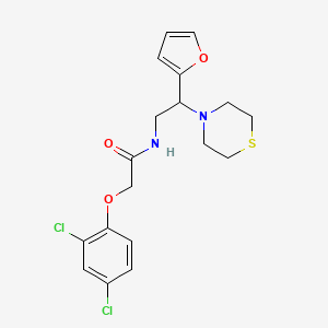 molecular formula C18H20Cl2N2O3S B2552349 2-(2,4-dichlorophenoxy)-N-(2-(furan-2-yl)-2-thiomorpholinoethyl)acetamide CAS No. 2034456-15-8