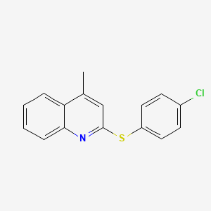 molecular formula C16H12ClNS B2552356 2-(4-Chlorophenyl)sulfanyl-4-methylquinoline CAS No. 92853-80-0