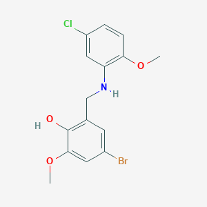 molecular formula C15H15BrClNO3 B2552371 4-Bromo-2-[(5-chloro-2-methoxyanilino)methyl]-6-methoxybenzenol CAS No. 329778-94-1
