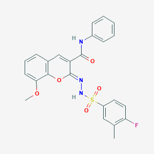 molecular formula C24H20FN3O5S B2552379 (2Z)-2-{[(4-fluoro-3-methylphenyl)sulfonyl]hydrazono}-8-methoxy-N-phenyl-2H-chromene-3-carboxamide CAS No. 866864-89-3