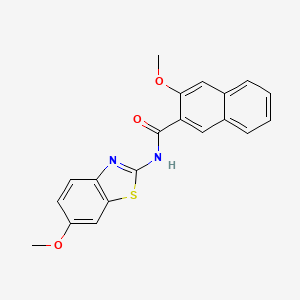 molecular formula C20H16N2O3S B2552389 3-甲氧基-N-(6-甲氧基-1,3-苯并噻唑-2-基)萘-2-甲酰胺 CAS No. 312914-35-5