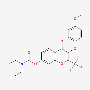 molecular formula C22H20F3NO6 B2552393 3-(4-甲氧基苯氧基)-4-氧代-2-(三氟甲基)-4H-色烯-7-基二乙基氨基甲酸酯 CAS No. 847376-78-7