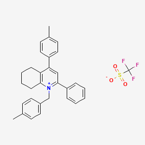 molecular formula C31H30F3NO3S B2552397 4-(4-Methylphenyl)-1-[(4-methylphenyl)methyl]-2-phenyl-5,6,7,8-tetrahydroquinolin-1-ium trifluoromethanesulfonate CAS No. 84216-76-2