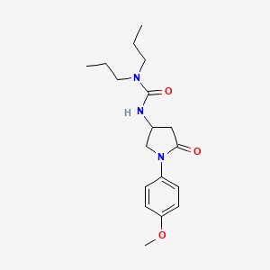 molecular formula C18H27N3O3 B2552402 3-(1-(4-Methoxyphenyl)-5-oxopyrrolidin-3-yl)-1,1-dipropylurea CAS No. 877640-10-3