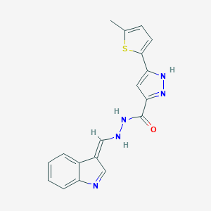molecular formula C18H15N5OS B255242 N'-[(Z)-indol-3-ylidenemethyl]-5-(5-methylthiophen-2-yl)-1H-pyrazole-3-carbohydrazide 